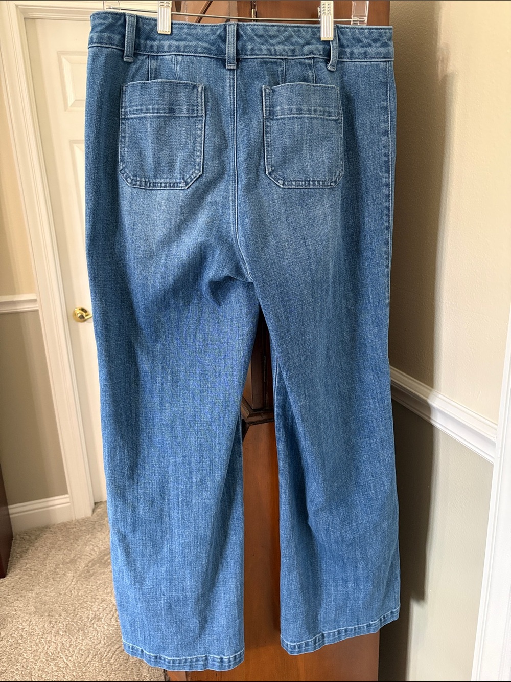 *Talbots Classic Jean Trouser Wide Leg Jean Medium Blue Pockets Status Buttons - Picture 9 of 16